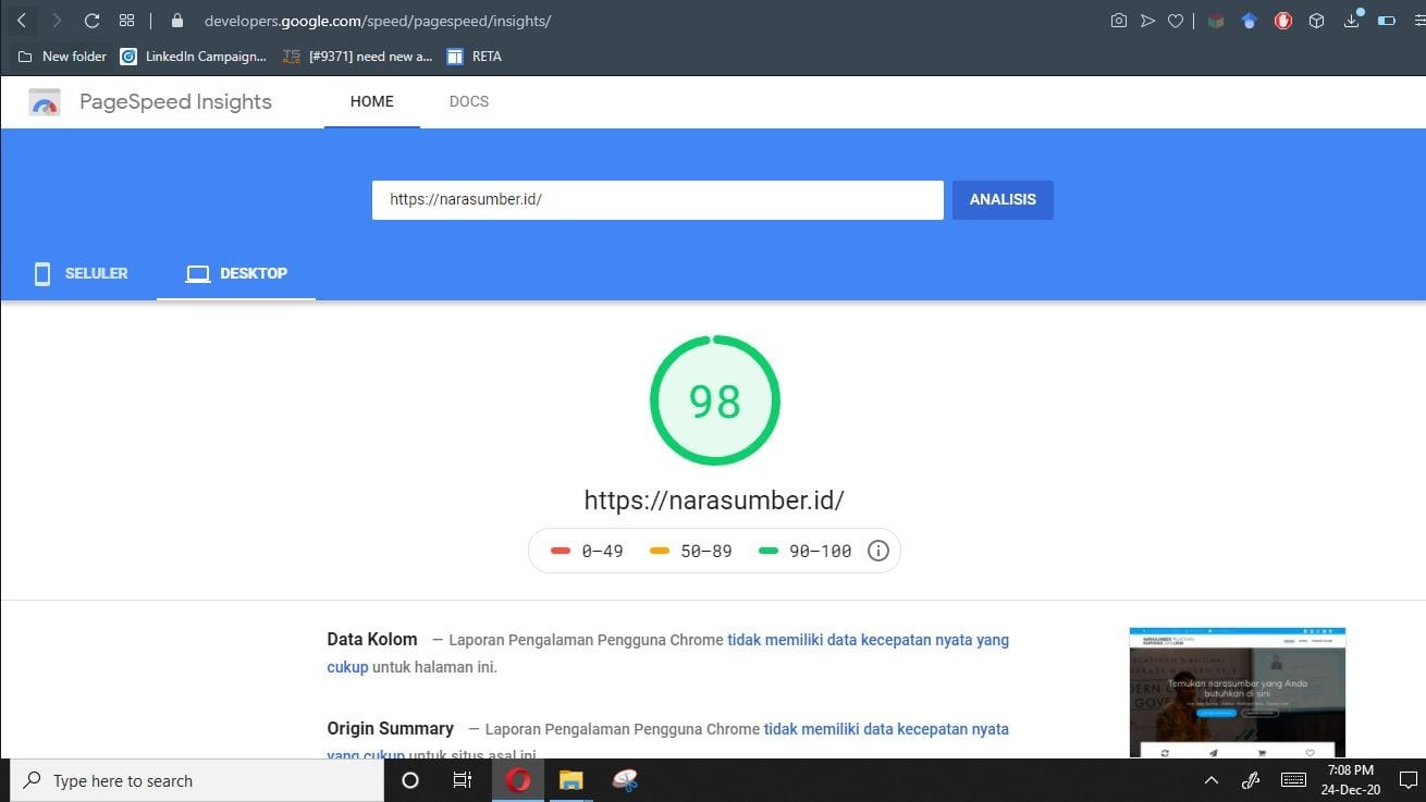 google pagespeed insight for desktop